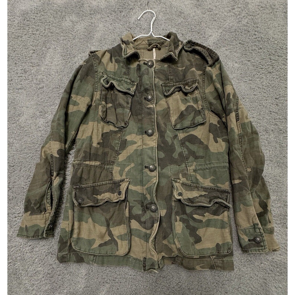Free People Not Your Brothers Military Jacket‎ Coat Camo Size XS